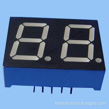 Dual-digit 7 Segment LED Display, 0.50-inch White Color, Common Cathode, White Segment & Black Face